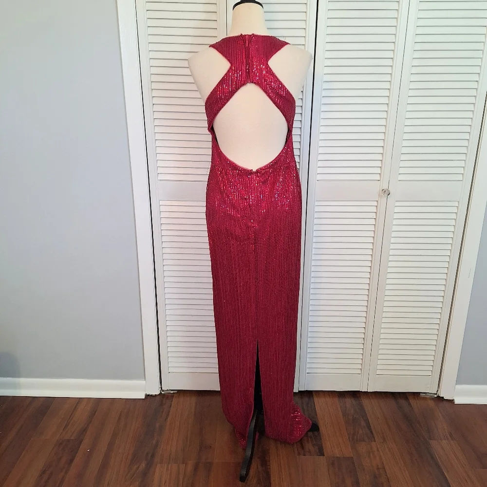 Adrianna papell halter sequin body form dress sz 6 - Picture 6 of 8